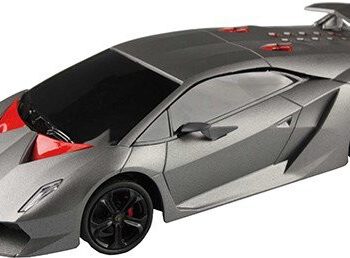 cartronic RC Lamborghini Sesto Elemento zdalnie sterowany model samochodu w kolorze srebrnym, skala 1:24, zasięg bezprzewodowy 15 m ze światłem, ręczny nadajnik i precyzyjnie regulowana kierownica 42951A