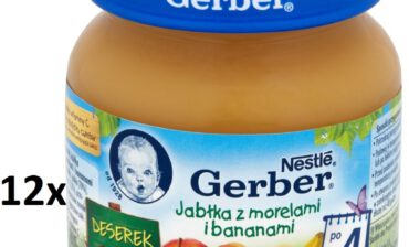 Gerber Deserek Jabłka z morelami i bananami po 4 miesiącu 12x125 g