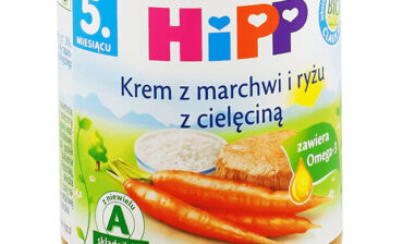 Hipp Danie BIO - krem z marchwi i ryżu z cielęciną - bez glutenu, zagęstników i aromatów