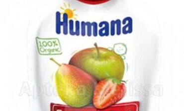 Humana 100% ORGANIC Mus Jabłko-Gruszka-Truskawka po 8 miesiącu 90 g