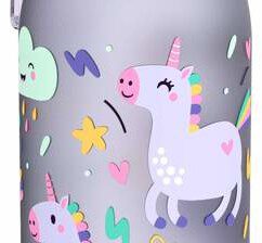 ION8 ION8 - Bidon do szkoły dla dzieci, Unicorns, 400ml, efekt oszronienia, RECYCLON I8350FPPUNI