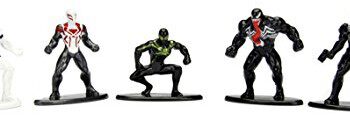 Jada Toys Marvel Spider-Man 5er Pack  Nano metalfigs 4 cm figurka do zbierania 99253 wiernie oddaje, wykonany z wysokiej jakości diecast-metalowe, małe figurki nadaje się idealnie do każdego kolekcjonera