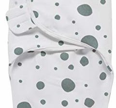 Meyco Meyco 301018 SwaddleMeyco Ściereczka do plecaka, S/M (0-3 miesiące) DOTS Stone Green-Weiss