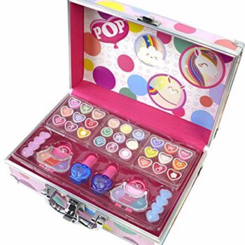 POP by Markwins Pop Girl kuferek na kosmetyki z różnymi produktami do makijażu: Beauty Case z kosmetykami dla dzieci i kosmetykami do makijażu, do oczu, ust i włosów, wielokolorowy 1539012E