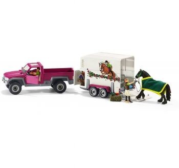 Schleich Pick-Up z przyczepą dla konia + figurki i akcesoria 42346