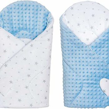 Sevira Kids Sevira Kids Plecak zimowy  niemowlęcy  wszechstronne zastosowanie  100% bawełna  obracany w mincky  koc do owijania  prezent z okazji narodzin  Stella Blue  80 x 80 cm NA-MINKYREV-STELLA-BLEU