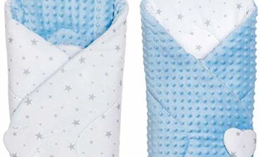 Sevira Kids Sevira Kids Plecak zimowy  niemowlęcy  wszechstronne zastosowanie  100% bawełna  obracany w mincky  koc do owijania  prezent z okazji narodzin  Stella Blue  80 x 80 cm NA-MINKYREV-STELLA-BLEU